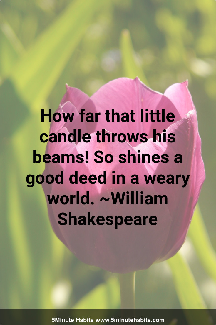 How far that little candle throws his beams! So shines a good deed in a weary world. ~William Shakespeare
